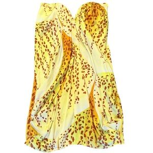 NWOT Mara Hoffman Silk Yellow Strapless Animal Cheetah Mini Dress/Tunic Size XS